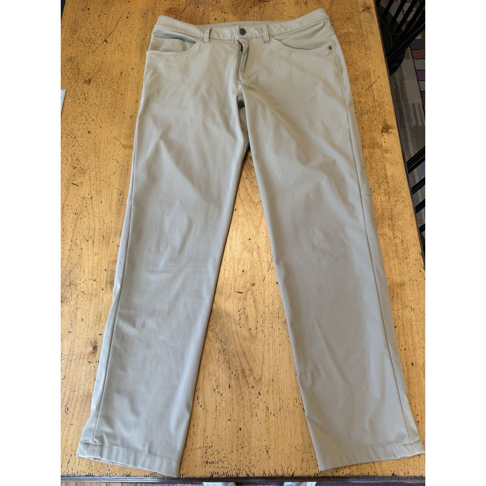 Lululemon ABC Pants Mens Khaki Tan 34x32 Stretch 5-Pocket Straight